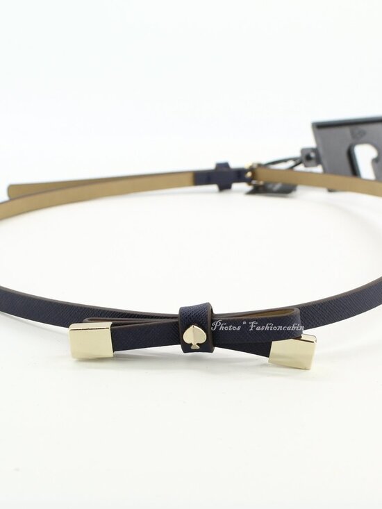 NEW Kate Spade 8mm Goldtone Tips Logo Spade Skinny Bow Belt, Blazer Blue main image 7